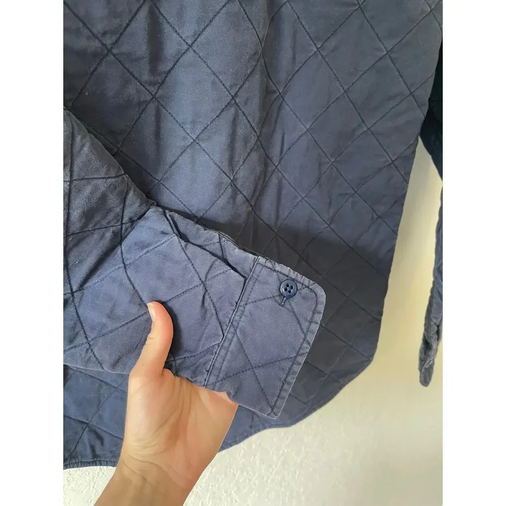 J. Crew men's quilted shirt double breast pocket navy blue size XS